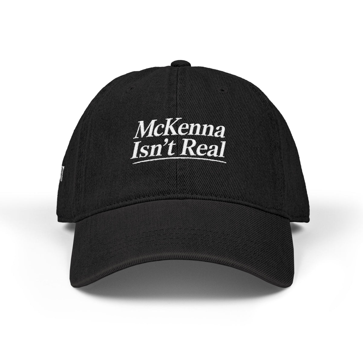 Embroidered Denim Hat — "McKenna Isn't Real" Vintage Adjustable Cap