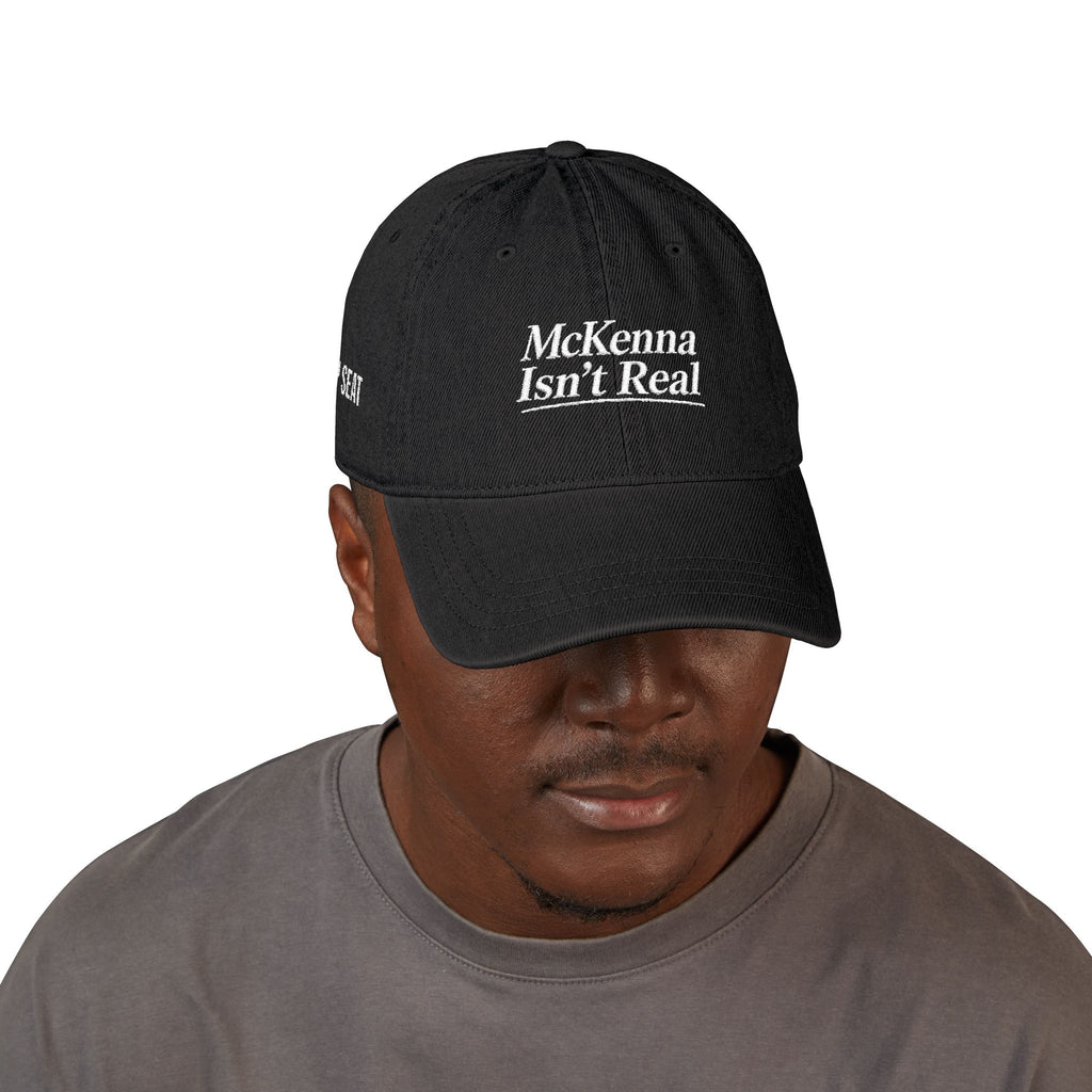 Embroidered Denim Hat — "McKenna Isn't Real" Vintage Adjustable Cap